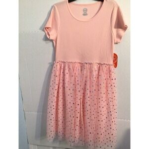 Girls XL‎ (16)layered tutu dress short sleeve Pink with silver metallic NWT
